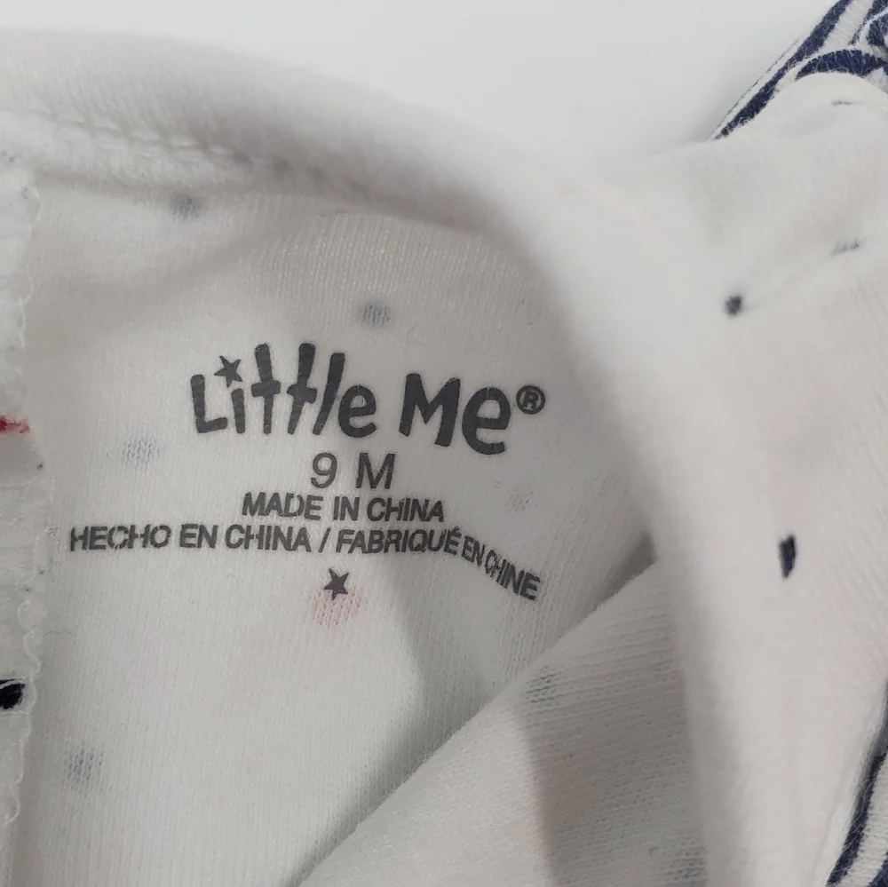 Little Me Sailboat Polkadot Hearts Onesie Hat Matching Set Ruffles White - Picture 5 of 6